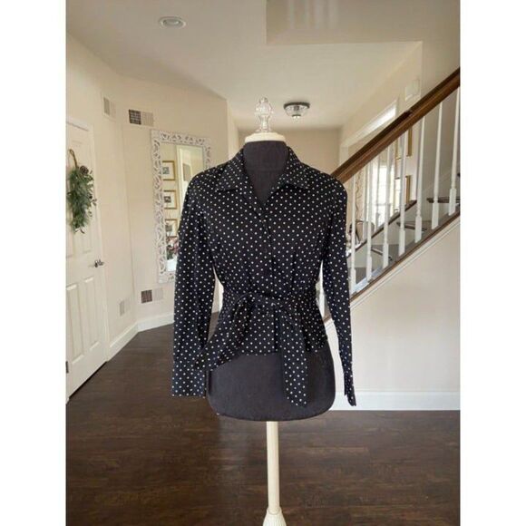 Jones New York Black and white polka dot shirt (Small) - Picture 4 of 7